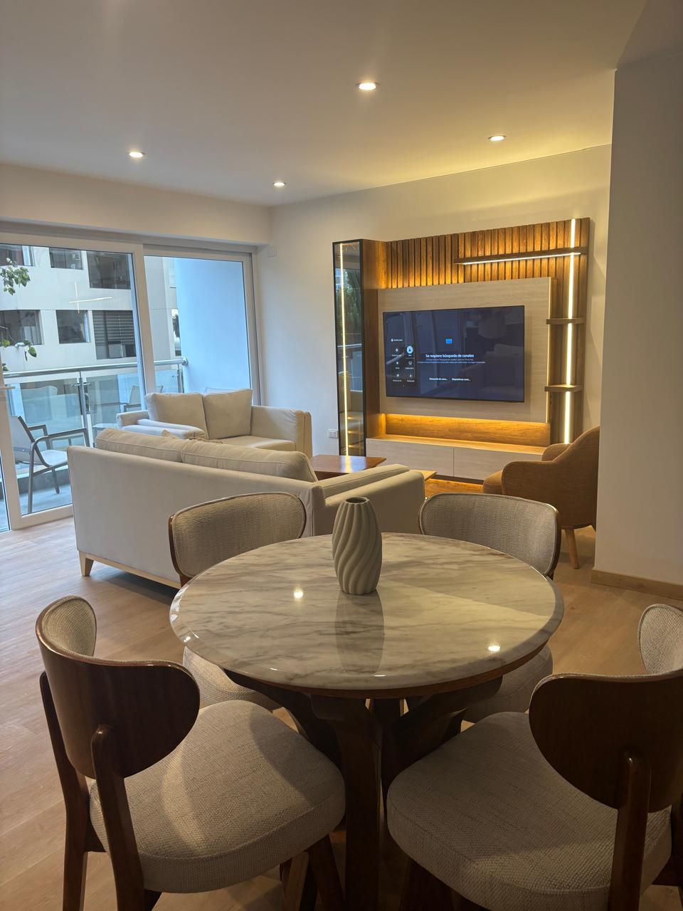Living room — backlit TV wall