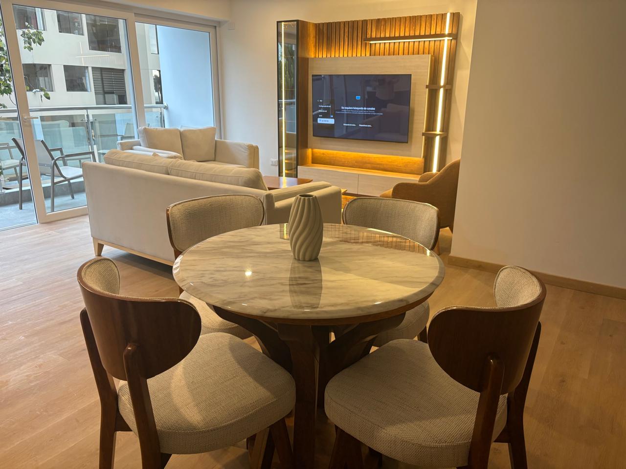 The full living-dining room
