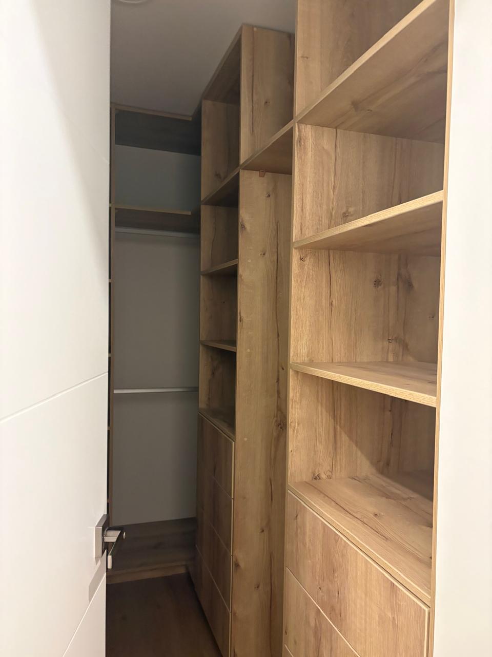 Wooden walk-in closet